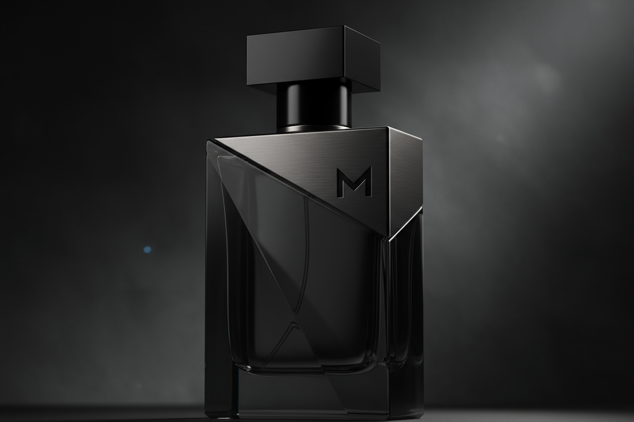a masculine and sexy fragrance bottle dark aestehtic